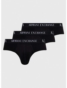 Slip gaćice Armani Exchange 3-pack za muškarce, boja: crna