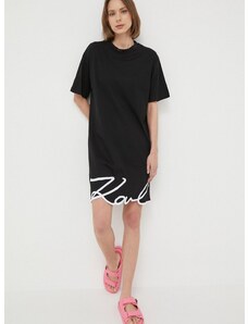 Pamučna haljina Karl Lagerfeld boja: crna, mini, ravna