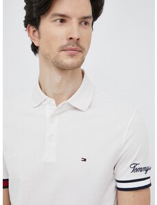 Pamučna polo majica Tommy Hilfiger boja: bijela, s aplikacijom