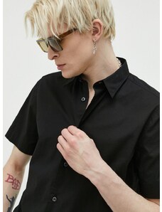 Košulja HUGO za muškarce, boja: crna, regular, s klasičnim ovratnikom