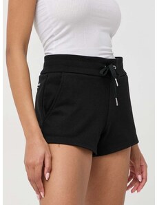 Kratke hlače Armani Exchange za žene, boja: crna, glatki materijal, visoki struk, 8NYSBA YJE5Z NOS
