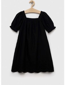 Dječja pamučna haljina GAP boja: crna, mini, ravna