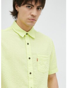 Pamučna košulja Levi's za muškarce, boja: zelena, regular, s klasičnim ovratnikom