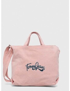 Pamučna torba Tommy Jeans boja: ružičasta