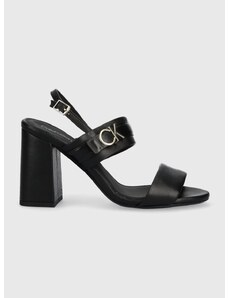 Kožne sandale Calvin Klein BLOCK HL SANDAL 85HH W/HW boja: crna, HW0HW01486