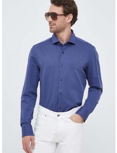 Pamučna košulja BOSS za muškarce, boja: tamno plava, regular, s klasičnim ovratnikom