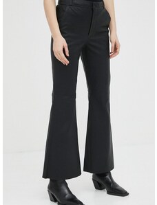 Kožne hlače By Malene Birger Evyn za žene, boja: crna, trapez, visoki struk