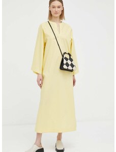 Pamučna haljina By Malene Birger boja: žuta, maxi, oversize