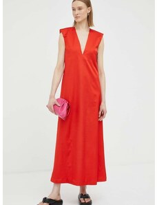 Vunena haljina By Malene Birger boja: crvena, maxi, širi se prema dolje