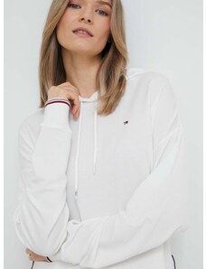 Homewear dukserica Tommy Hilfiger boja: bijela, s kapuljačom, s aplikacijom