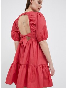 Pamučna haljina Pepe Jeans Bella boja: crvena, mini, širi se prema dolje
