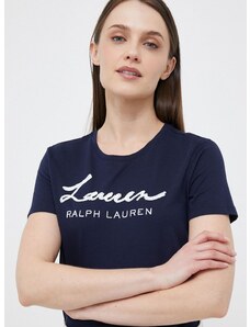 Majica kratkih rukava Lauren Ralph Lauren za žene, boja: tamno plava