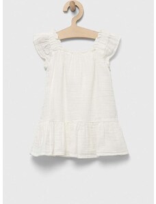 Dječja pamučna haljina GAP boja: bijela, mini, širi se prema dolje
