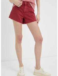 Traper kratke hlače Levi's za žene, boja: crvena, glatki materijal, visoki struk