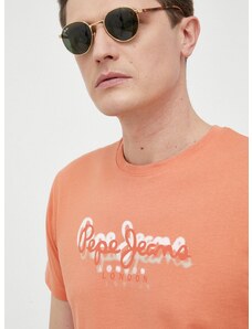 Pamučna majica Pepe Jeans Richme boja: narančasta, s tiskom