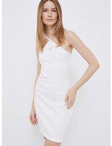 Pamučna haljina Calvin Klein Jeans boja: bijela, mini, ravna
