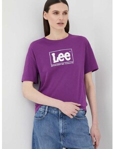 Pamučna majica Lee boja: ljubičasta