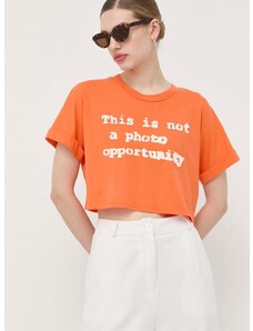 Pamučna majica Guess x Banksy boja: narančasta