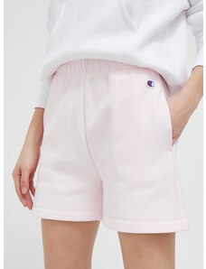 Kratke hlače Champion za žene, boja: ružičasta, glatki materijal, visoki struk