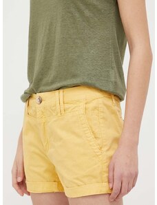 Pamučne kratke hlače Pepe Jeans Balboa boja: žuta, glatki materijal, srednje visoki struk