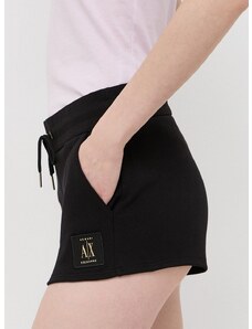 Pamučne kratke hlače Armani Exchange boja: crna, s aplikacijom, srednje visoki struk