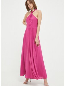 Svilena haljina Patrizia Pepe boja: ružičasta, maxi, širi se prema dolje