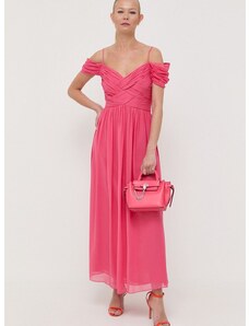 Svilena haljina Luisa Spagnoli boja: ružičasta, maxi, širi se prema dolje
