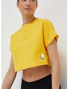 Pamučna majica adidas boja: žuta