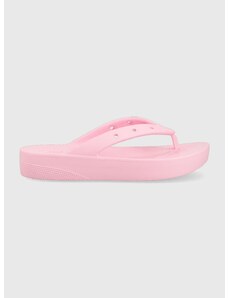 Japanke Crocs Classic Platform Flip za žene, boja: ružičasta, s platformom, 207714.6S0-6S0