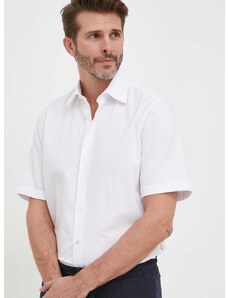 Pamučna košulja BOSS BOSS ORANGE za muškarce, boja: bijela, regular, s klasičnim ovratnikom