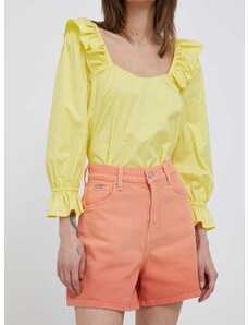 Traper kratke hlače Pepe Jeans Stella za žene, boja: narančasta, glatki materijal, visoki struk