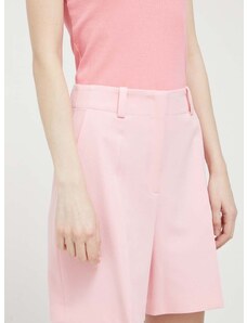 Kratke hlače HUGO za žene, boja: ružičasta, glatki materijal, visoki struk