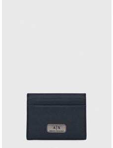 Kožni etui za kartice Armani Exchange boja: siva