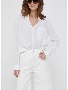 Traper kratke hlače Calvin Klein Jeans za žene, boja: bijela, glatki materijal, visoki struk