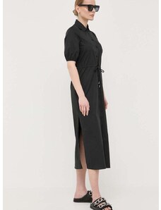 Pamučna haljina Patrizia Pepe boja: crna, maxi, širi se prema dolje
