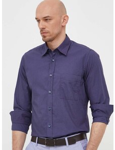 Pamučna košulja BOSS BOSS ORANGE za muškarce, boja: tamno plava, regular, s klasičnim ovratnikom