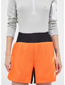 Sportske kratke hlače adidas TERREX Agravic za žene, boja: narančasta, s tiskom, visoki struk