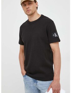 Pamučna majica Calvin Klein Jeans boja: crna, s aplikacijom