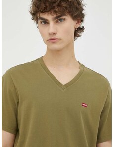 Pamučna majica Levi's boja: zelena, glatki model