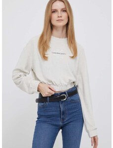 Dukserica Calvin Klein Jeans za žene, boja: bež, glatka