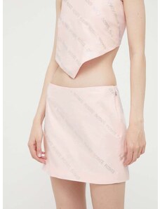 Pamučna suknja Rotate boja: ružičasta, mini, ravna