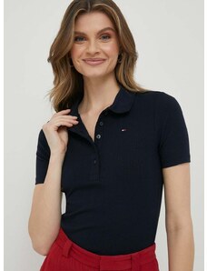 Polo majica Tommy Hilfiger za žene, boja: tamno plava