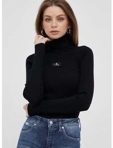 Pulover Calvin Klein Jeans za žene, boja: crna, s dolčevitom