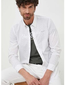 Pamučna košulja Pepe Jeans Cuxton za muškarce, boja: bijela, slim, o button-down ovratnikom