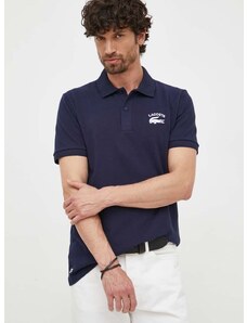 Polo majica Lacoste za muškarce, boja: tamno plava, s aplikacijom