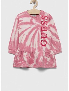 Dječja pamučna haljina Guess boja: ružičasta, mini, širi se prema dolje
