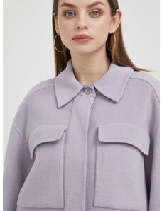Vunena jakna Calvin Klein boja: ljubičasta, za prijelazno razdoblje