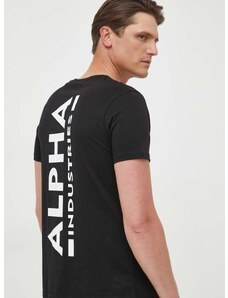 Pamučna majica Alpha Industries boja: crna, s tiskom, 128507.03-black