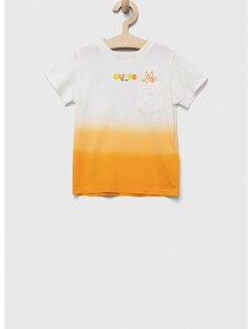 Dječja pamučna majica kratkih rukava Guess boja: narančasta, s uzorkom