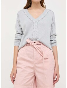 Pamučne kratke hlače BOSS boja: ružičasta, glatki materijal, visoki struk